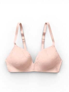 Tommy John Second Skin Lightly Lined Wireless Lace Bra Peach Skin Pink Sz 36DD